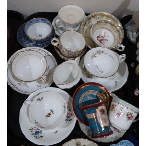 269 - A collection of cups and saucers including Paragon, Royal Worcester, Noritake, Aynsley and assorted ... 
