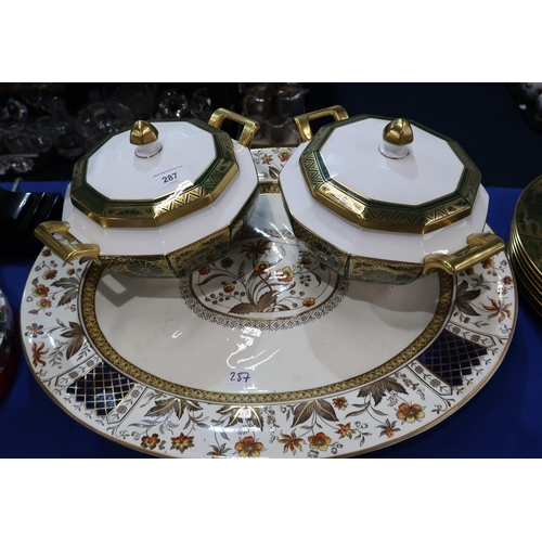 287 - A Caverswall Imperial pattern dinner service, together with a large pottery meat platter