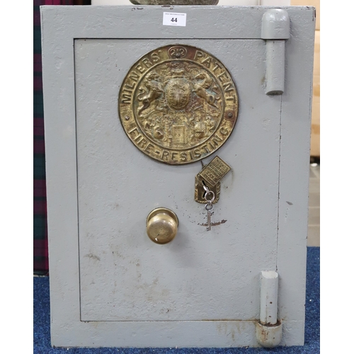 44 - A 19th century cast iron Milners patent fire-resisting safe, 61cm high x 46cm wide x 48cm deep