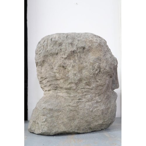 45 - A 20th century Eric Thorburn carved stone sculpture of a bearded man, 30cm high