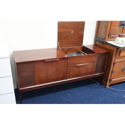 66 - A mid 20th century stained teak Dynatron radiogram with Garrard turntable, 64cm high x 140cm wide x ... 