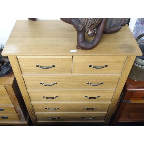 115 - A contemporary teak two over four chest of drawers, 111cm high x 91cm wide x 44cm deep