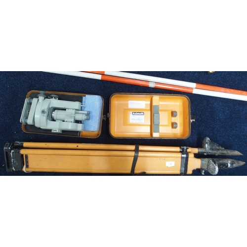 139 - A contemporary Azimuth surveyors&nbsp;theodolite in flight case with collapsible tripod stand and tw... 