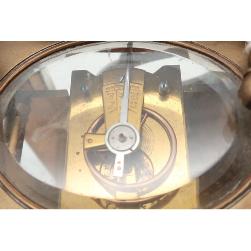 200 - A Whytock & Sons brass carriage clock, 11cm high, and another brass carriage clock, 14cm high