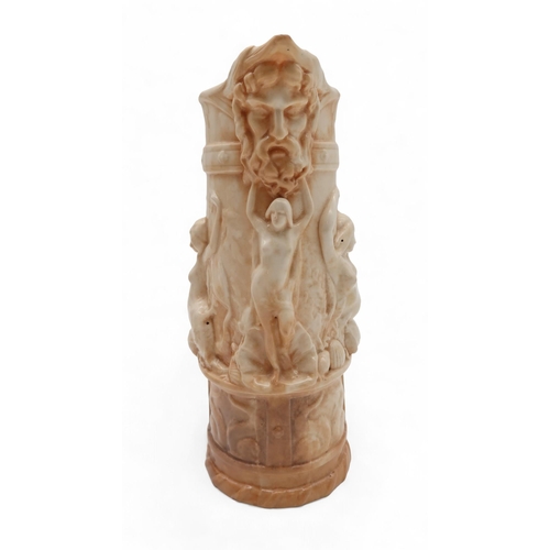 205 - A Royal Worcester blush ivory ewer, the body with decoration of naiads,&nbsp; the spout modelled as ... 