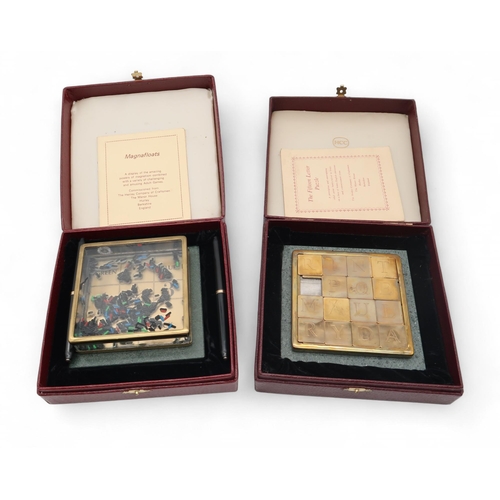 213 - A Henley Company of Craftsmen Fifteen Letter Puzzle game, and a Magnafloats game, both cased (2)