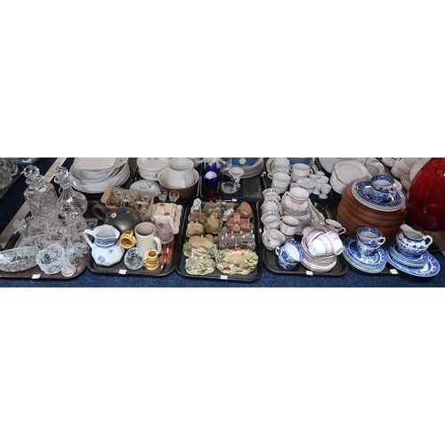253 - A group of Nao figures, assorted glassware, Lilliput Lane cottages and teawares