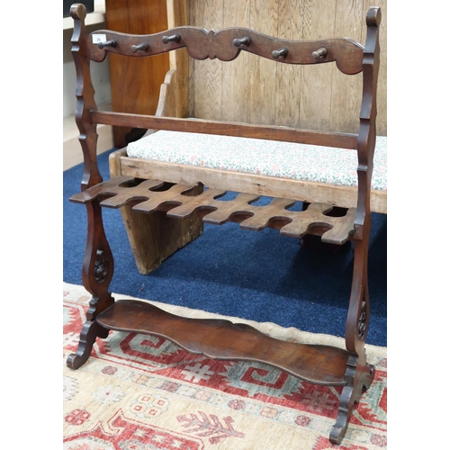 26 - A late Victorian mahogany double sided boot rack, 93cm high x 76cm wide x 23cm deep