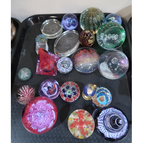 266 - A Faberge style glass egg, and assorted glass paperweights together with Border Fine Arts figures of... 