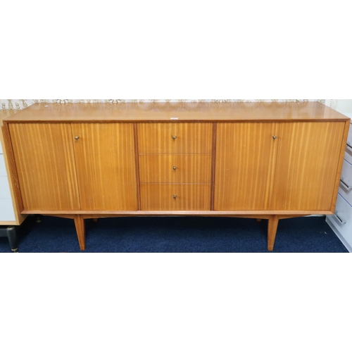 64 - A mid 20th century teak Vanson sideboard with three central drawers flanked by concertina doors on t... 