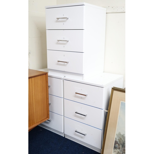 65 - A lot of three contemporary white veneered Ikea style three drawer chests, 77cm high x 50cm wide x 5... 