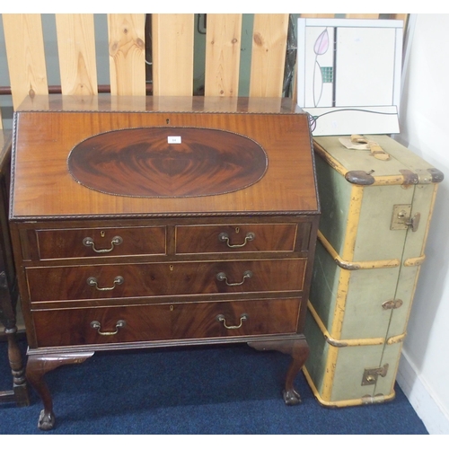 84 - A lot comprising a 20th century mahogany veneered fall front writing bureau on ball and claw support... 