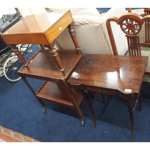 86 - A lot comprising small 19th century oak writing desk, 70cm high x 56cm wide x 40cm deep, mahogany oc... 