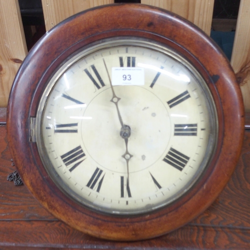 93 - A 19th century mahogany cased Wag at tha Wa clock, 32cm diameter with white dial bearing roman numer... 