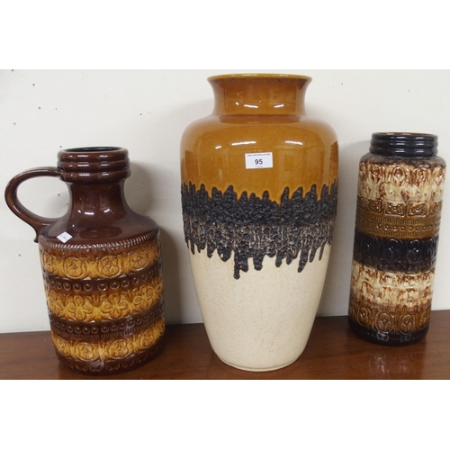 95 - A lot of three assorted German style lava pottery vases (3) 