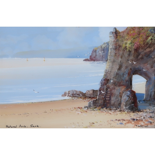 2973 - TONI WESTON (BRITISH 19/20th CENTURY)NATURAL ARCH, SARK (CHANNEL ISLANDS)Gouache, signed lower right... 