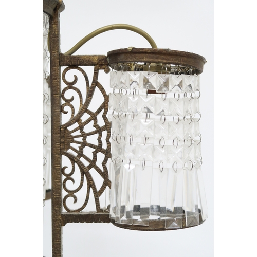 2014 - A 19TH CENTURY GILT BRASS SECTIONAL BASKET CHANDELIER with central cylindrical basket flanked on fou... 