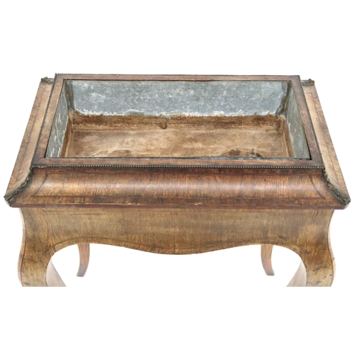 2016 - A 19TH CENTURY LOUIS XV STYLE PLANTER TABLE rectangular top with metallic liner flanked by down swep... 