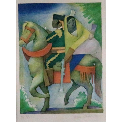 955 - AFTER JEAN CHARLOT (FRENCH 1898-1979) COUPLE ON A HORSE Lithograph, A/P inscribed, signed, 23 x 17cm... 