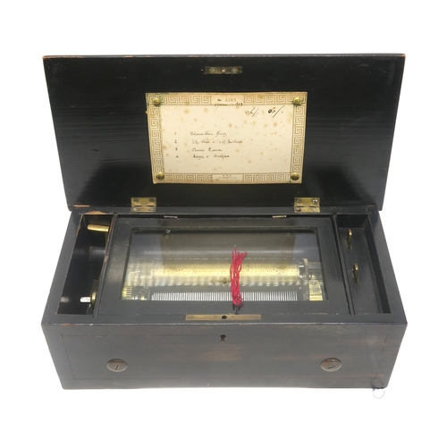 2653 - A LATE-19th CENTURY SWISS CYLINDER MUSIC BOXBy P.V.F. of St. Croix, playing four Scottish Airs (Bonn... 