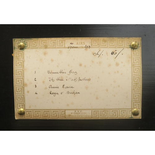 2653 - A LATE-19th CENTURY SWISS CYLINDER MUSIC BOXBy P.V.F. of St. Croix, playing four Scottish Airs (Bonn... 