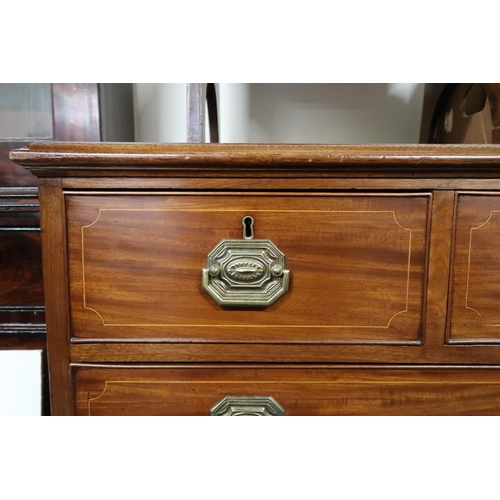 121 - A 19th century mahogany three short over three long chest of drawers on bracket feet, 101cm high x 1... 