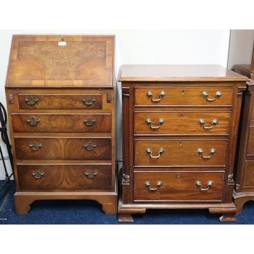 129 - A lot comprising a 20th century mahogany fall front writing bureau, 95cm high x 55cm wide x 41cm dee... 