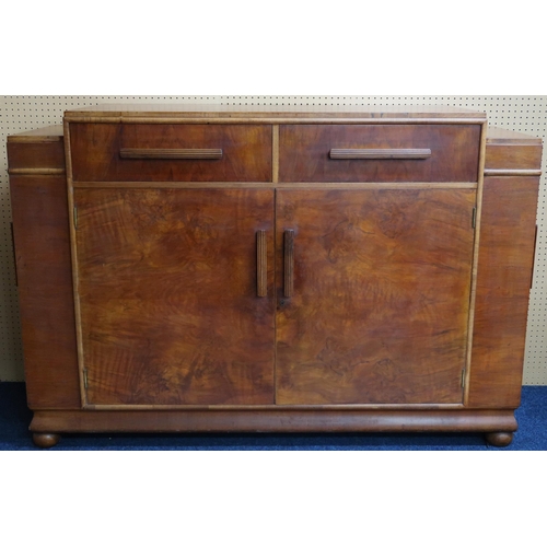 17 - An early 20th century Wylie & Lochhead Ltd Glasgow Art Deco style walnut veneered dining suite c... 