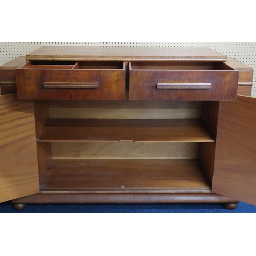 17 - An early 20th century Wylie & Lochhead Ltd Glasgow Art Deco style walnut veneered dining suite c... 