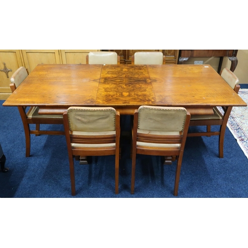 17 - An early 20th century Wylie & Lochhead Ltd Glasgow Art Deco style walnut veneered dining suite c... 