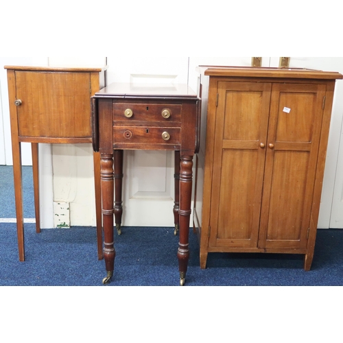 25 - A lot consisting a 20th century two door record cabinet, 19th century mahogany two drawer drop leaf ... 