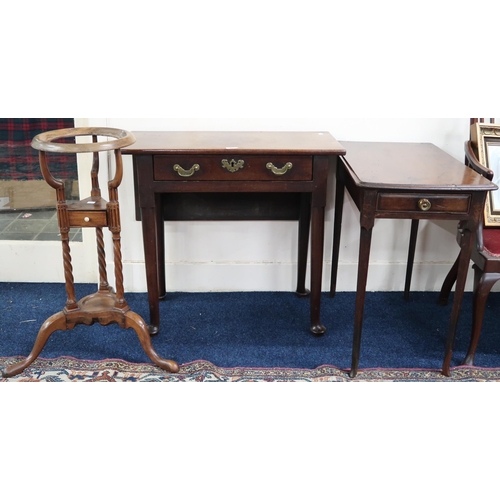 34 - A lot comprising a 19th century mahogany single drawer occasional table, another single drawer occas... 