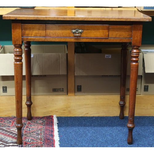 44 - A 19th century ash single drawer writing desk with concealed pen compartment to top on turned suppor... 