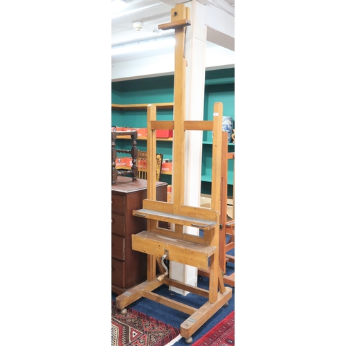 49 - A large 20th century oak adjustable studio easel