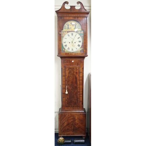 5 - A 19th century Scottish W. Dobbie, Falkirk longcase clock with painted face depicting Scottish natio... 