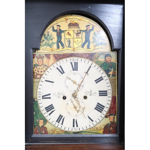 5 - A 19th century Scottish W. Dobbie, Falkirk longcase clock with painted face depicting Scottish natio... 