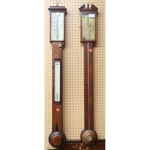 55 - A lot of two assorted 19th century mahogany stick form barometer thermometers (2)