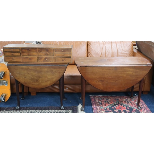 61 - A lot comprising two assorted gate leg tables and a 19th century counter top set of drawers (3)