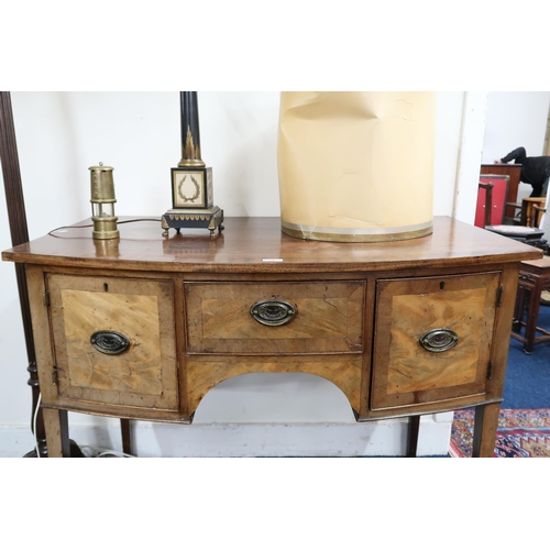 71 - A lot comprising a 19th century bow fronted sideboard, 88cm high x 114cm wide x 64cm deep, two assor... 