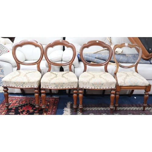 72 - A lot of four Victorian balloon back parlour chairs with tapestry upholstered seats (4)