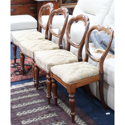 72 - A lot of four Victorian balloon back parlour chairs with tapestry upholstered seats (4)