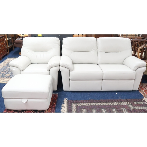 75 - A contemporary G Plan cream leather upholstered living room suite consisting two seater settee, 98cm... 