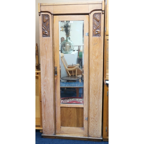 83 - An early 20th century Art Nouveau mirror doored wardrobe, 185cm high x 83cm wide x 43cm deep