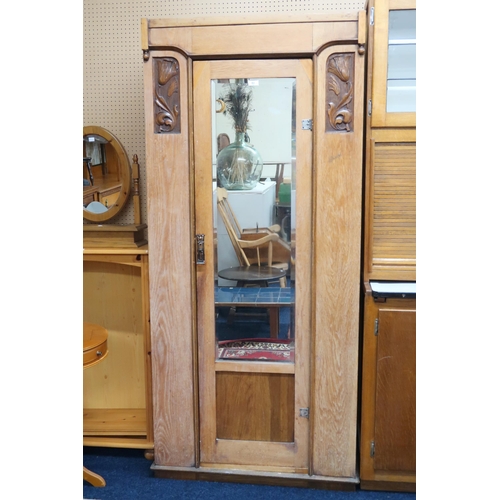 83 - An early 20th century Art Nouveau mirror doored wardrobe, 185cm high x 83cm wide x 43cm deep