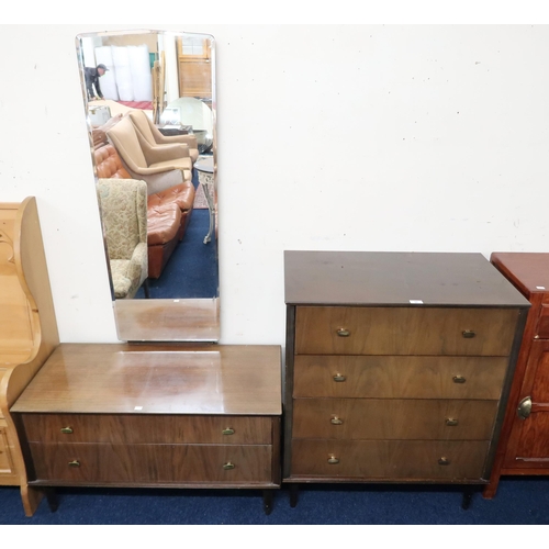 94 - A lot comprising a mid 20th century two drawer mirror back dressing table, 169cm high x 92cm wide x ... 