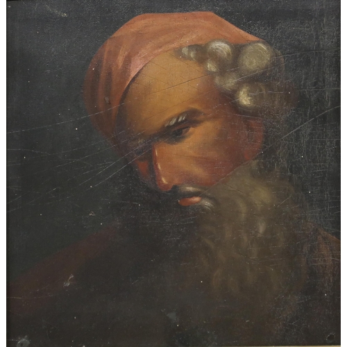 926 - ITALIAN SCHOOL PORTRAIT OF A MAN WITH RED CAP Oil on panel, 23 x 23cm... 