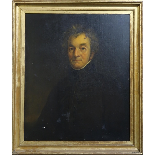 931 - BRITISH SCHOOL PORTRAIT OF A MAN WITH BLACK JACKET Oil on canvas, 74.5 x 62cm... 