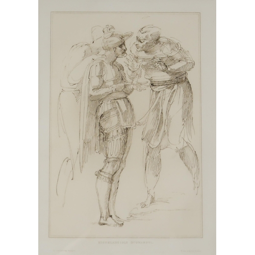 938 - WILLIAM YOUNG OTTLEY (BRITISH 1771-1836) THREE FIGURES IN CONVERSATION, AFTER A DRAWING BY MICH... 