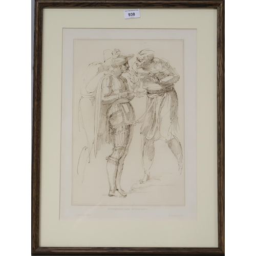 938 - WILLIAM YOUNG OTTLEY (BRITISH 1771-1836) THREE FIGURES IN CONVERSATION, AFTER A DRAWING BY MICH... 