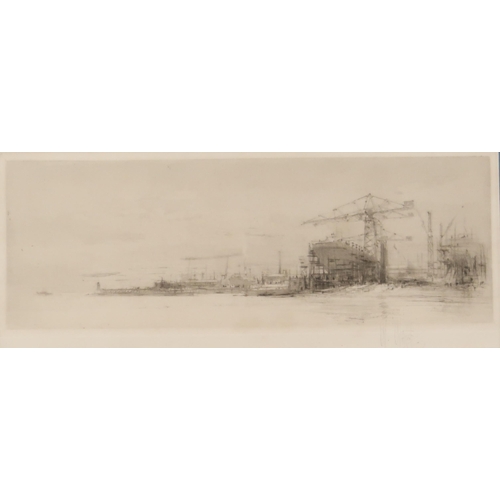 939 - WILLIAM WALCOT (RUSSIAN 1874-1943) THE CLYDE Etching, signed lower right, 11 x 27cm ... 